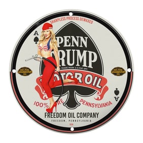 Vintage Penn Trump Motor Oil Sign - Classic Americana Decor for Car Enthusiasts