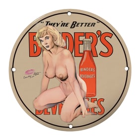 Vintage Binder's Beverages Sign: A Nostalgic Piece of Beverage Advertising Art