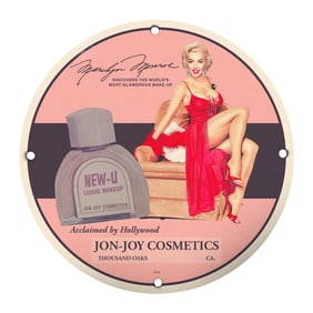Vintage Marilyn Monroe Jon-Joy Cosmetics Liquid Makeup Advertising Sign
