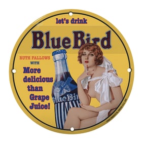 Vintage Blue Bird Soda Sign Featuring Iconic Artwork and Nostalgic Appeal