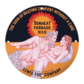 Vintage Sunheat Furnace Oils Advertising Sign - Unique Home Decor