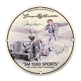 Vintage Singer Roadster Advertisement: Iconic 1950s Family Convertible Memorabilia