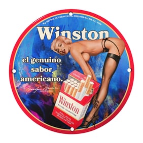 Vintage Winston Cigarettes Sign - Iconic American Advertising Art