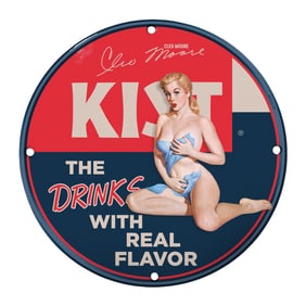 Vintage Kist Soda Sign Featuring Cleo Moore: A Nostalgic Piece of Americana