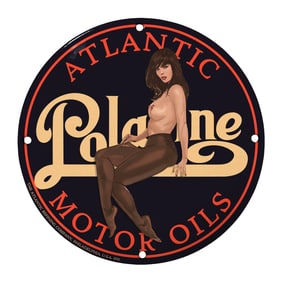Vintage Atlantic Motor Oils Sign with Classic Artwork for Collectors and Decor
