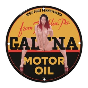 Vintage Galina Motor Oil Sign - Iconic Art Deco Style Wall Decor from Pennsylvania