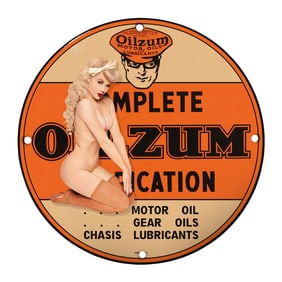 Vintage Oilzum Motor Oils Sign: Complete Lubrication Advertising Collectible