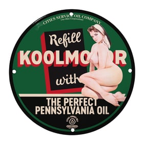 Rare Vintage Koolmoor Oil Sign - Eye-Catching Retro Advertising Art