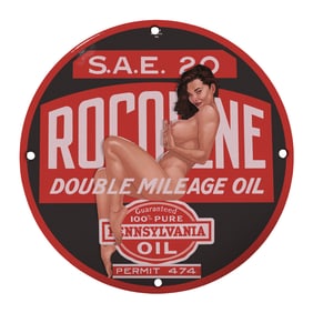 Exclusive Rocoline Double Mileage Oil Sign: A Vintage Automotive Collectible