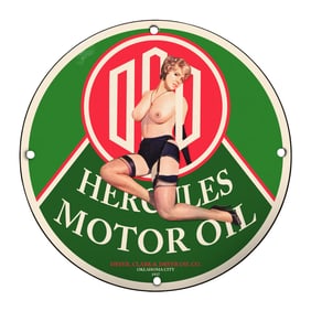 Vintage Hercules Motor Oil Sign ? A Unique Collectible for Oil Advertising Enthusiasts
