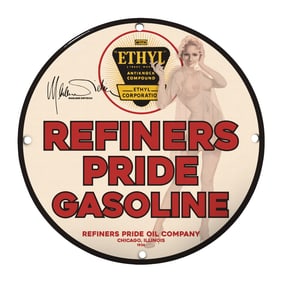 Vintage Refiners Pride Gasoline Sign ? Marlene Dietrich Inspired Collectible