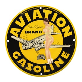 Vintage Aviation Gasoline Sign with Unique Artwork: A Collector's Dream