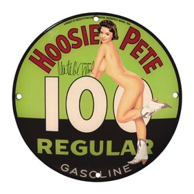 Vintage Hoosier Pete Gasoline Sign with Iconic Natalie Wood Artwork - Collector's Item