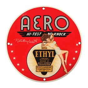 Vintage Aero Hi-Test Ethyl Gasoline Sign - Retro Americana Wall Art for Collectors