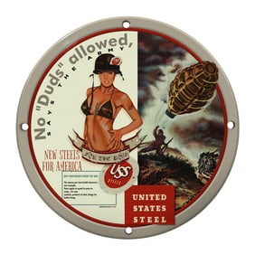 Vintage Military Memorabilia: Iconic Steel Advertising Sign for Collectors
