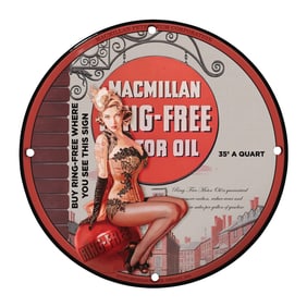 Vintage Macmillan Ring-Free Motor Oil Sign ? Retro Decor for Automotive Enthusiasts