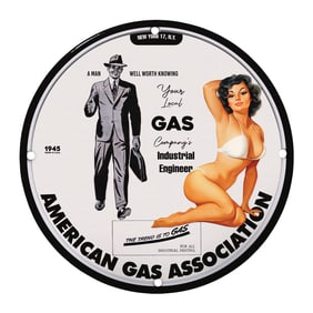 Vintage 1945 American Gas Association Sign - Retro Gas Advertising Memorabilia