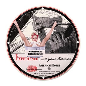 Vintage American Bosch Service Sign with Unique Artwork - Collectible Decor