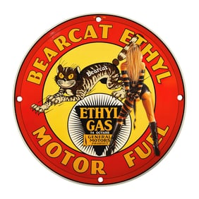 Vintage Bearcat Ethyl Motor Fuel Sign ? Iconic American Gas Station Decor
