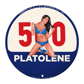 Classic Collectible Petroleum Sign: Vintage 500 Platolene Advertising Piece