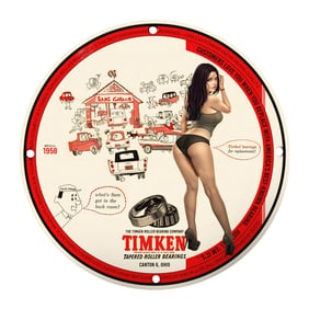 Vintage Timken Roller Bearings Advertising Sign: Iconic Garage Decor for Automotive Enthusiasts