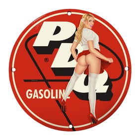 Vintage-Style Round Gasoline Sign with Eye-Catching Design