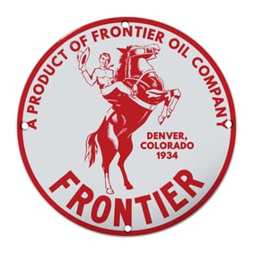 Vintage Frontier Oil Company Sign - A Rustic Collectible from Denver, Colorado (1934)