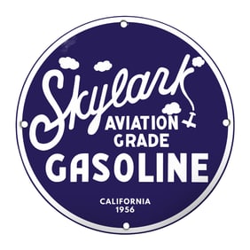 Vintage Skylark Aviation Grade Gasoline Sign - Timeless Collectible for Aviation Enthusiasts