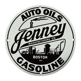 Vintage Jenney Manufacturing Co. Gasoline Sign - Iconic Auto Oils Decor