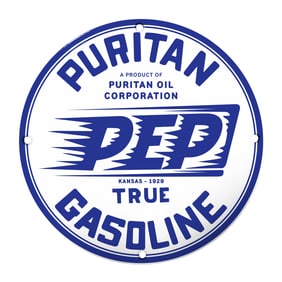Authentic Vintage Puritan Gasoline Sign - A Collector's Dream from 1929!