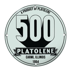 Vintage Platolene 500 Sign - Collector's Gem from Carmi, Illinois (Established 1954)