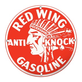 Vintage Red Wing Gasoline Sign - Unique Anti-Knock Collectible for Gas Station Decor