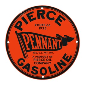Vintage Pierce Pennant Gasoline Sign - A Classic Route 66 Memorabilia
