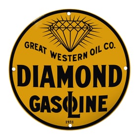 Authentic 1931 Great Western Oil Co. Diamond Gasoline Sign - Vintage Gas Station Decor