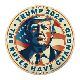Trump 2024 Campaign Icon: 'The Rules Have Changed' Sign with Patriotic Design
