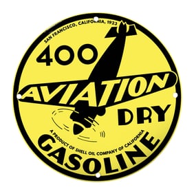 Vintage 1923 Aviation Dry Gasoline Sign from Shell Oil - Iconic Aviation Memorabilia
