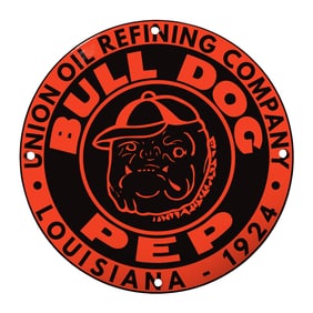 Vintage Bull Dog Pep Oil Sign: A Classic Collector's Item from 1924