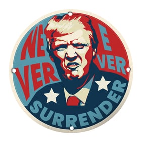 Iconic Political Artwork: Never Surrender with Donald Trump Design