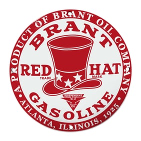 Vintage Brant Red Hat Gasoline Sign: A Collector's Dream from 1925