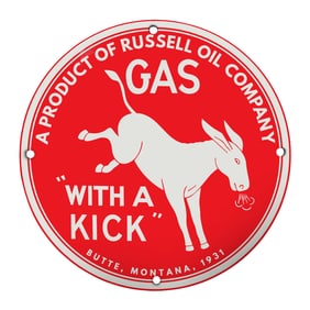 Vintage Russell Oil Company Gas Sign - Unique Collectible Decor from 1931