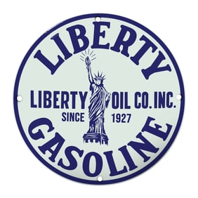 Classic Liberty Gasoline Sign: A Collector's Dream from Liberty Oil Co. Since 1927