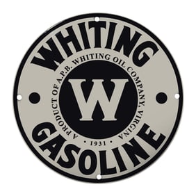 Vintage Whiting Gasoline Sign - A Timeless Collectible for Nostalgic Enthusiasts