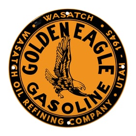 Authentic Golden Eagle Gasoline Sign - Vintage Wasatch Oil Refining Company Memorabilia