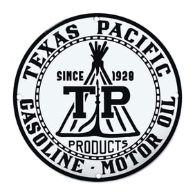 Vintage Texas Pacific Gasoline & Motor Oil Sign - Nostalgic Metal Decor for Collectors