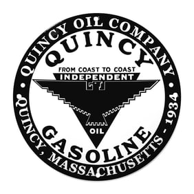 Vintage Quincy Oil Company Gasoline Sign - A Collector's Gem from 1934