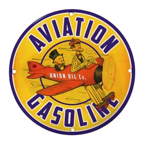 Unique Vintage Aviation Gasoline Sign - Union Oil Company Collector's Item