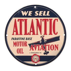 Vintage Atlantic Aviation Sign: Premium Motor Oil for Aircraft Enthusiasts