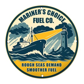 Vintage Mariner's Choice Fuel Company Sign ? Perfect for Nautical Decor Enthusiasts