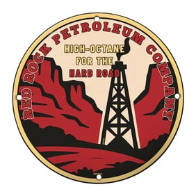 Vintage Red Rock Petroleum Company Sign - High-Octane Fuel for the Adventurous Road