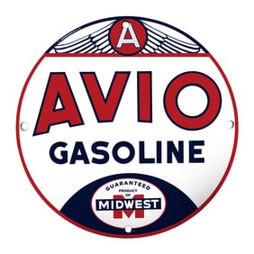 Vintage AVIO Gasoline Sign: Iconic Midwestern Collectible for Enthusiasts